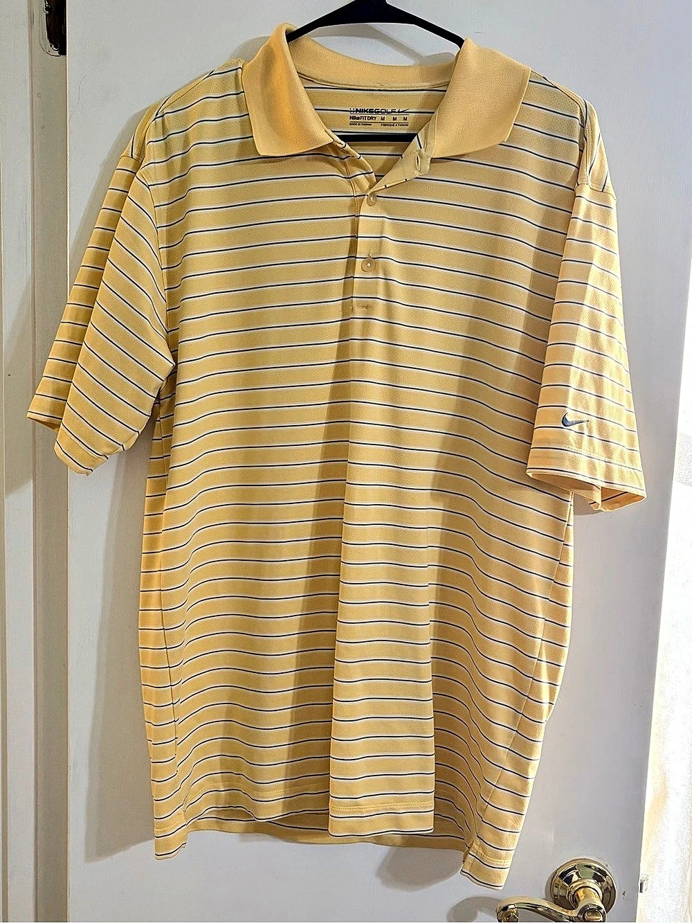 Nike Golf NikeFIT DRY Polo Striped in Yellow Size Medium